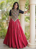 Graceful Maroon Gota Patti Rayon Navratri Wear Lehenga Choli