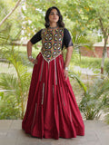 Graceful Maroon Gota Patti Rayon Navratri Wear Lehenga Choli
