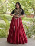 Graceful Maroon Gota Patti Rayon Navratri Wear Lehenga Choli