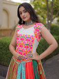 Playful Multicolor Mirror Work Cotton Navratri Wear Lehenga Choli