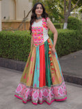 Playful Multicolor Mirror Work Cotton Navratri Wear Lehenga Choli