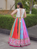 Playful Multicolor Mirror Work Cotton Navratri Wear Lehenga Choli