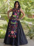 Notable Black Gamthi Embroidered Cotton Navratri Wear Lehenga Choli