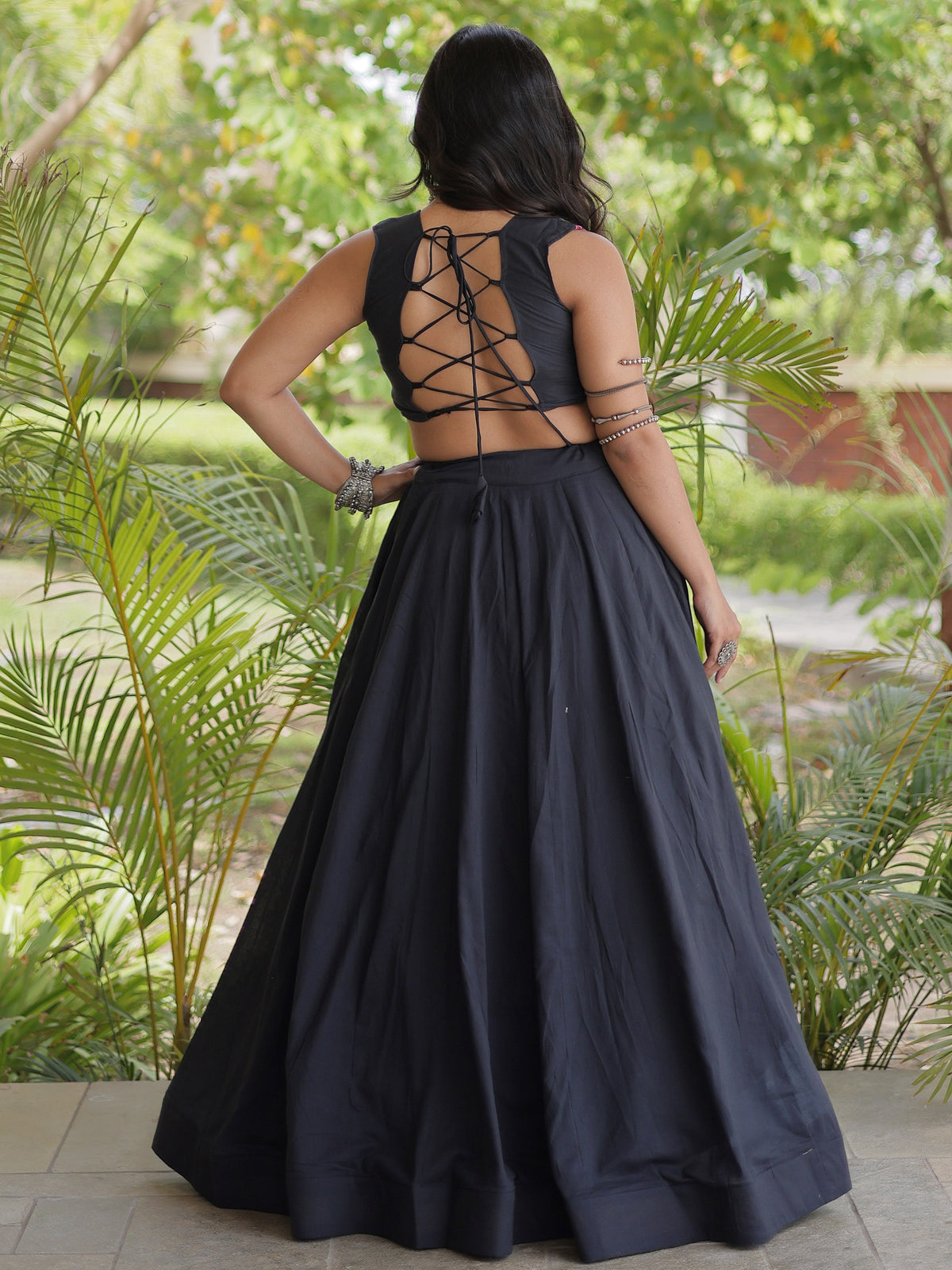Notable Black Gamthi Embroidered Cotton Navratri Wear Lehenga Choli