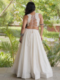 Graceful White Gamthi Embroidered Cotton Navratri Wear Lehenga Choli
