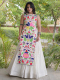 Graceful White Gamthi Embroidered Cotton Navratri Wear Lehenga Choli