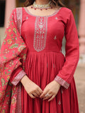 Gorgeous Maroon Sequins Chinon Reception Wear Gown With Dupatta