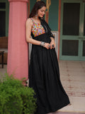 Fascinating Black Mirror Work Rayon Navratri Wear Gown