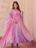 Beautiful Pink Organza Festive Wear Sequins Gown With Dupatta