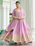 Majestic Baby Pink Sequins Georgette Event Wear Gown With Dupatta