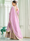 Majestic Baby Pink Sequins Georgette Event Wear Gown With Dupatta