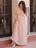 Fantabulous Cream Multi Thread Work Georgette Festive Wear Gown
