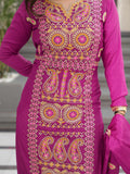 Charming Purple Zari Work Chinon Evening Wear Salwar With Dupatta