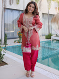 Attractive Red Sequins Viscose Festival Wear Salwar Kameez