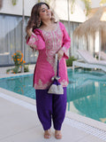 Wonderful Pink Zari Embroidered Viscose Event Wear Salwar Kameez