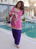 Wonderful Pink Zari Embroidered Viscose Event Wear Salwar Kameez