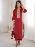 Stunning Red Mirror Work Crepe Festival Wear Kurti Suit With Batwa