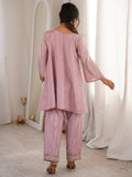 Tantalizing Pink Mirror Work Silk Event Wear Pant Suit