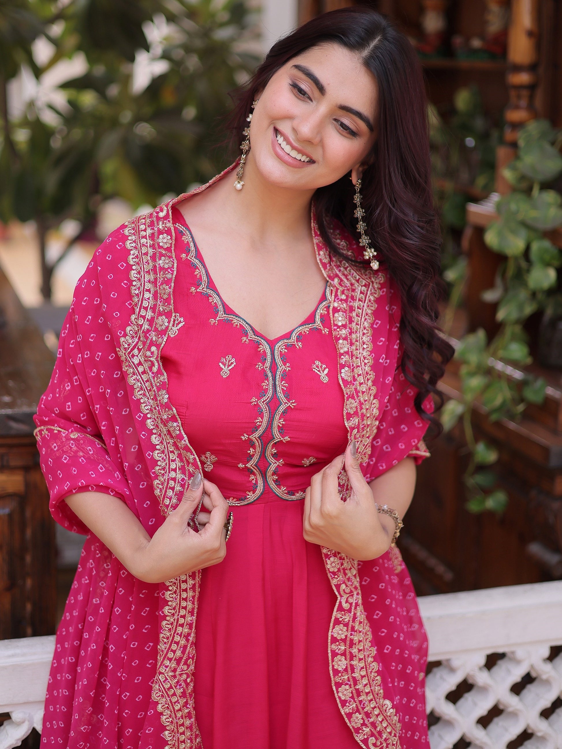 Fantastic Pink Embroidery Chanderi Festival Ware Suite With Dupatta
