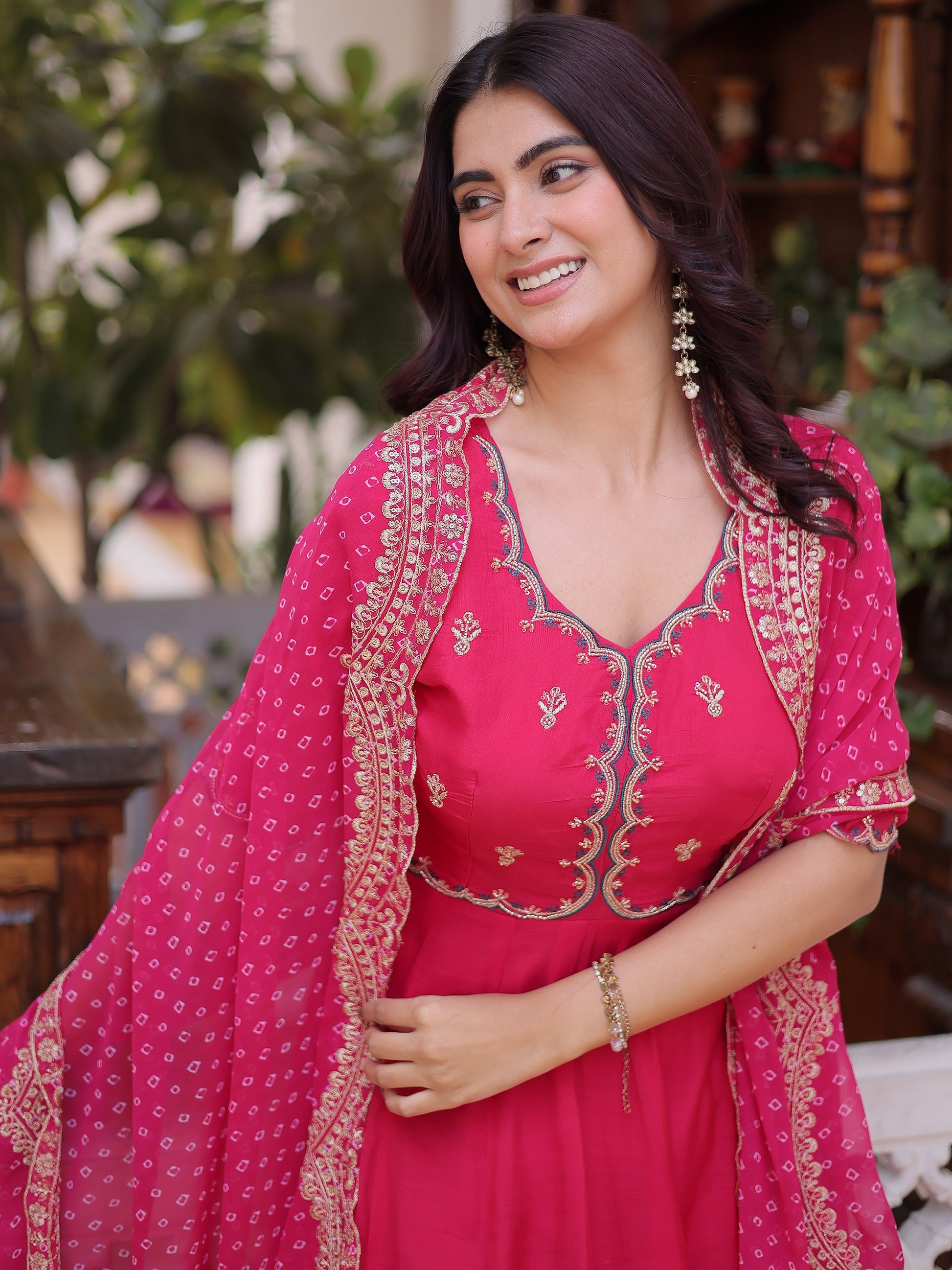 Fantastic Pink Embroidery Chanderi Festival Ware Suite With Dupatta