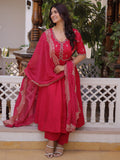Fantastic Pink Embroidery Chanderi Festival Ware Suite With Dupatta
