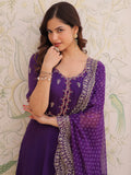 Charming Purple Beads Work Chanderi Ethnic Wear Suit With Dupatta
