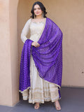 Marvelous Purple Mirror Work Silk Festival Wear Gown With Dupatta