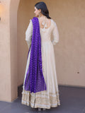 Marvelous Purple Mirror Work Silk Festival Wear Gown With Dupatta