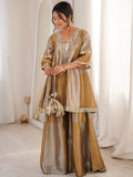 Fabulous Golden Mirror Work Tissue Silk Festival Wear Palazzo Suit