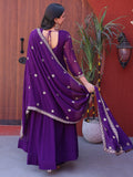 Graceful Purple Sequins Georgette Festival Wear Gown With Dupatta