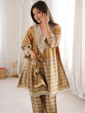 Stunning Golden Mirror Work Tissue  Co-Ord Set With Batwa