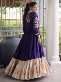 Charming Purple Thread Work Rayon Navratri Wear Gown