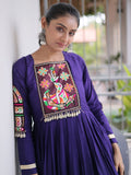 Charming Purple Thread Work Rayon Navratri Wear Gown