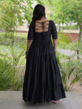Elegant Black Multi Thread Work Cotton Navratri Wear Gown