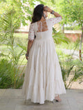 Graceful Off White Mirror Work Cotton Navratri Wear Gown