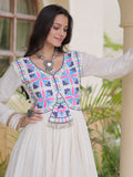 Magnificent Off-White Gota Patti Cotton Navratri Wear Gown