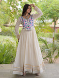 Magnificent Off-White Gota Patti Cotton Navratri Wear Gown
