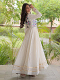 Magnificent Off-White Gota Patti Cotton Navratri Wear Gown