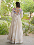 Magnificent Off-White Gota Patti Cotton Navratri Wear Gown