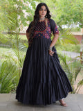 Dazzling Black Mirror Work Cotton Navratri Wear Gown