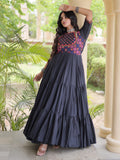 Dazzling Black Mirror Work Cotton Navratri Wear Gown