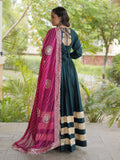 Captivating Bottle Green Gota Patti Rayon Festival Wear Gown