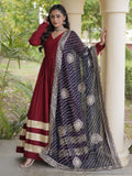 Wonderful Maroon Gota Patti Rayon Festival Wear Gown With Dupatta