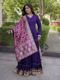 Stunning Purple Gota Patti Rayon Festival Wear Gown