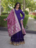 Stunning Purple Gota Patti Rayon Festival Wear Gown