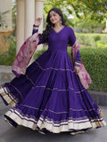Stunning Purple Gota Patti Rayon Festival Wear Gown