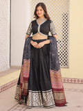 Charming Black Jacquard Traditional Lehenga Choli With Gaji Silk Dupatta