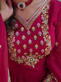 Gorgeous Pink Floral Embroidered Georgette Eid Special Gown With Dupatta