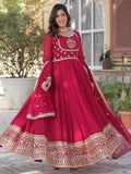 Attractive Pink Sequins Work Georgette Wedding Wear Gown With Dupatta