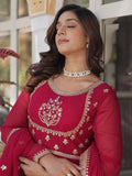 Attractive Pink Sequins Work Georgette Wedding Wear Gown With Dupatta
